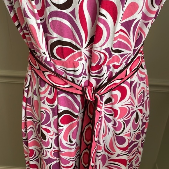 MOTHERHOOD Pink White Maternity V Neck Midi Dress Size XL - Picture 8 of 9